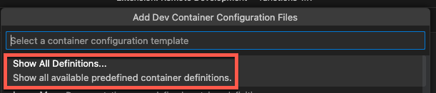The show all definitions option