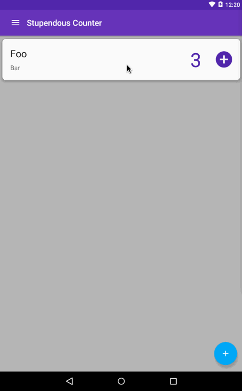 Gif showing the long press editing a counter