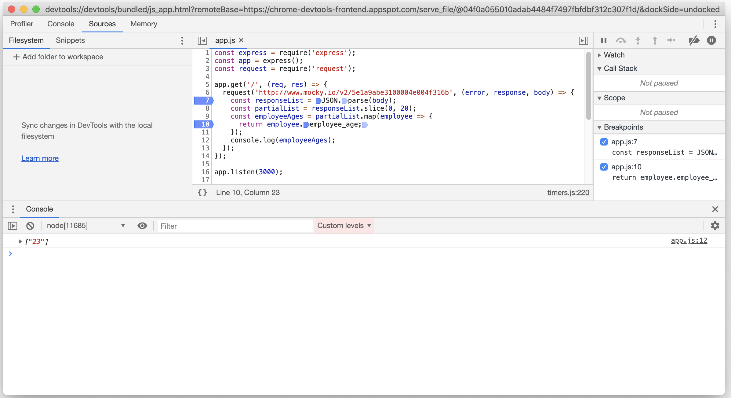 Showing that the console log works out the way expected once the map is changed