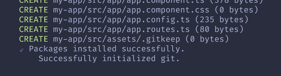 A series of commands with "CREATE" showing the created files