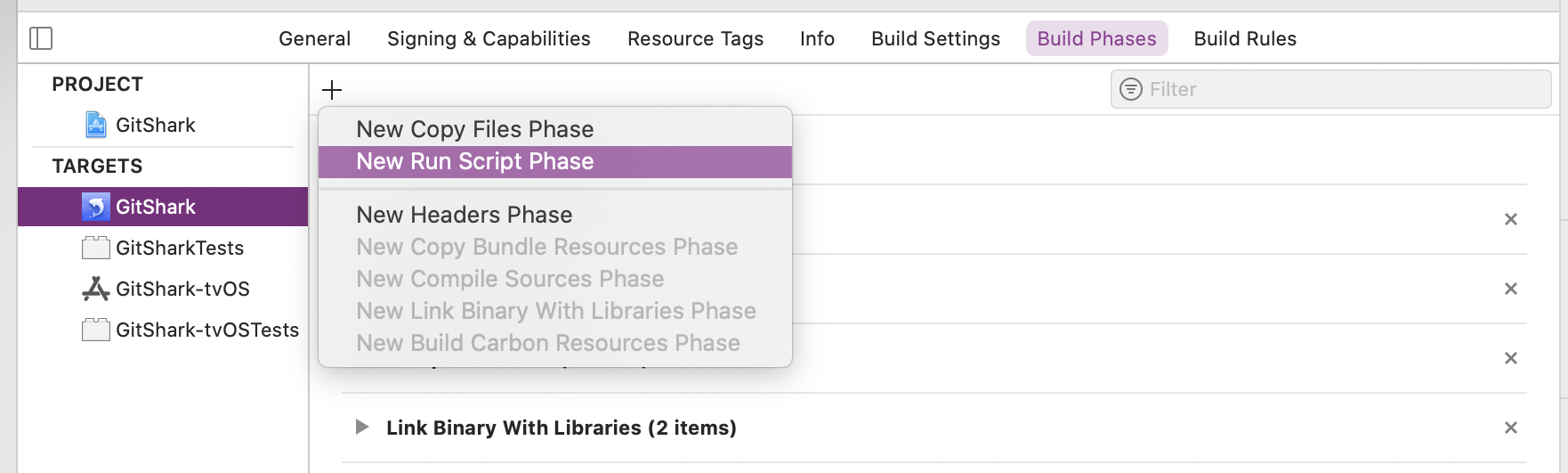Add a New Run Script Phase